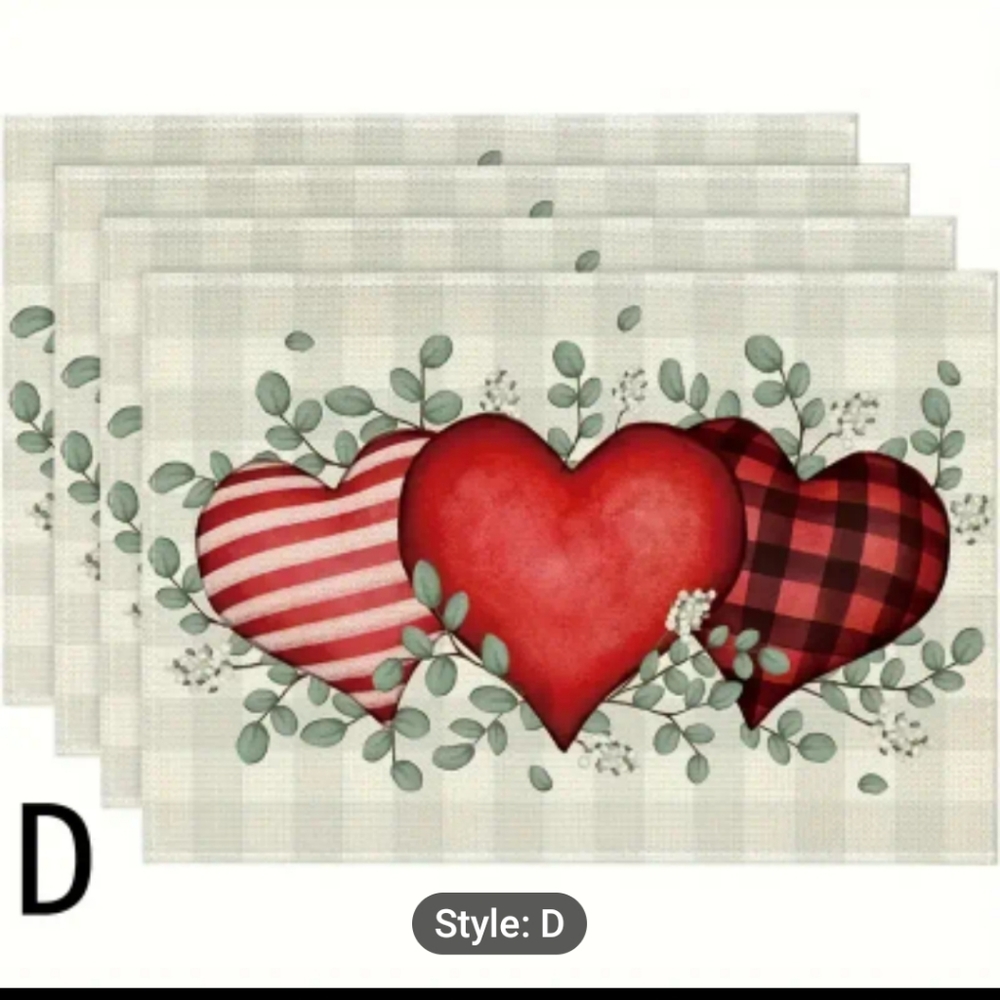 New Set of 4 Heart Placemats